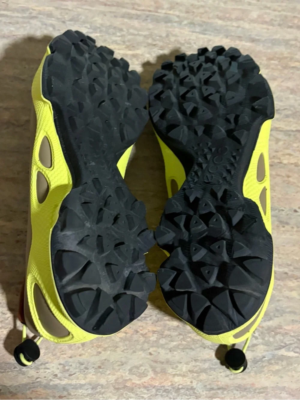 Ecco Biom Natural Motion Brown Leather Slip-On Sneakers with Neon Yellow Accents